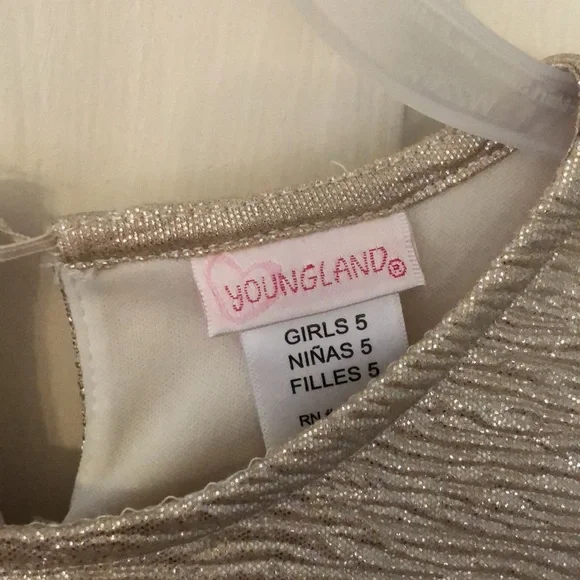 🐇🐣Easter Dress Little girls foil gold dress with tulle bottom - Picture 2 of 11